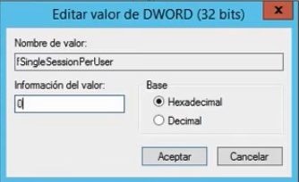 Permitir 2 sesiones del mismo usuario de Escritorio Remoto en Windows Server 2012 R2